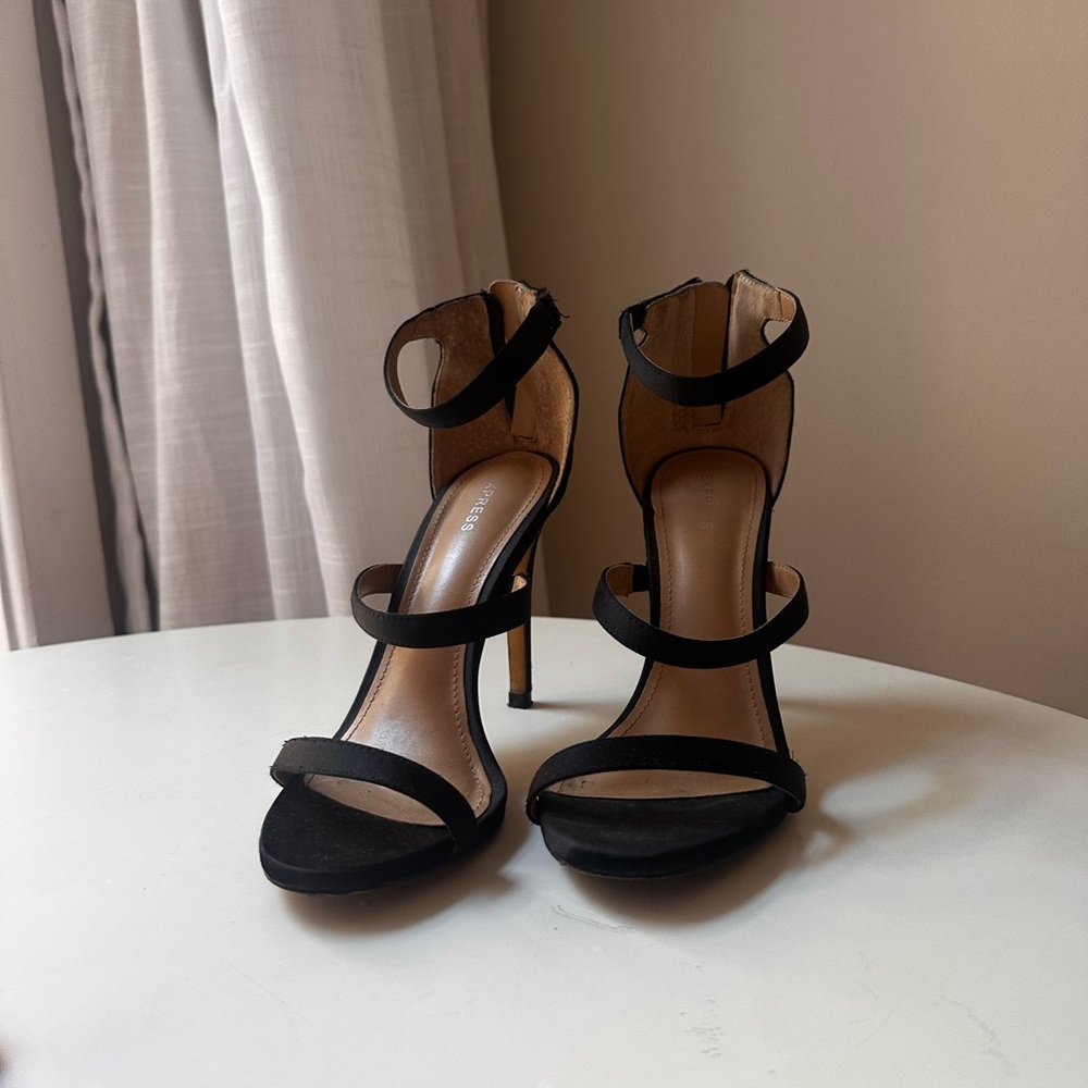 Express Black Strap Heels - Size 7